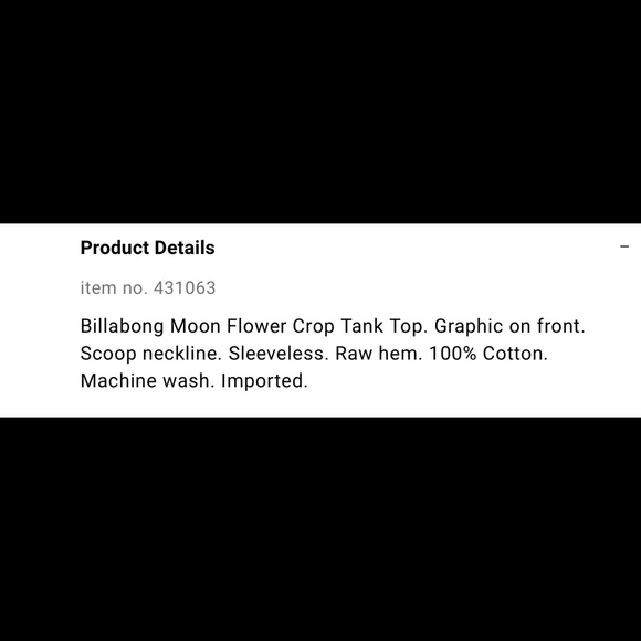 NWT Billabong Moon Flower Crop Tank Top - Picture 8 of 9